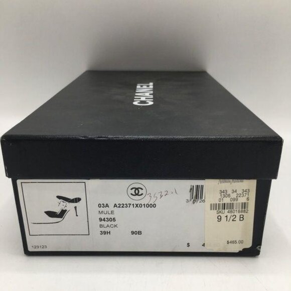Vintage CHANEL Black Leather Interlocking CC Buckle Heeled Mules Size 39.5 Italy - Picture 4 of 8